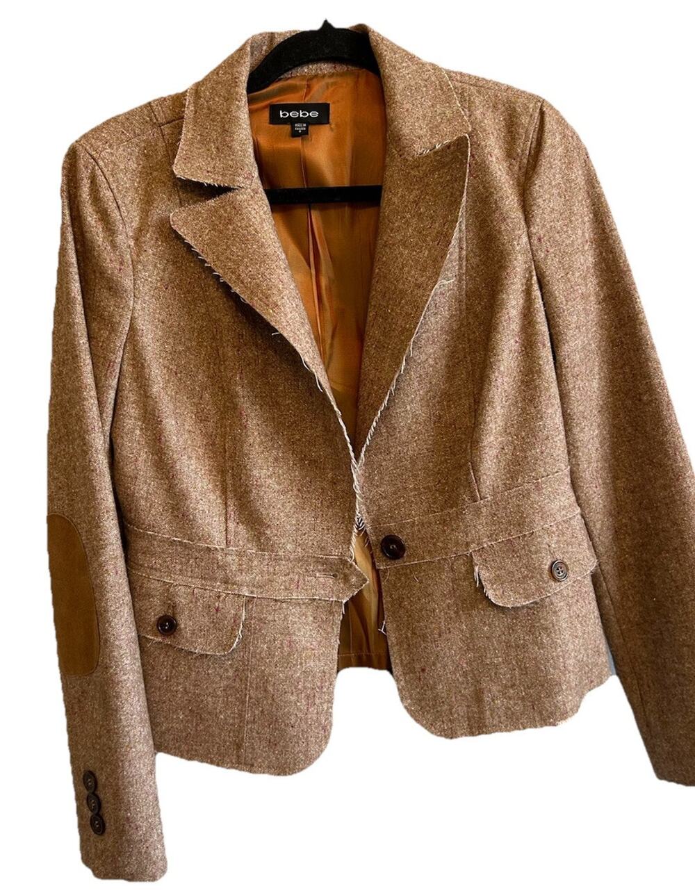BEBE 90s Tweed Blazer 8 cropped career Academia Office Y2K never worn preppy